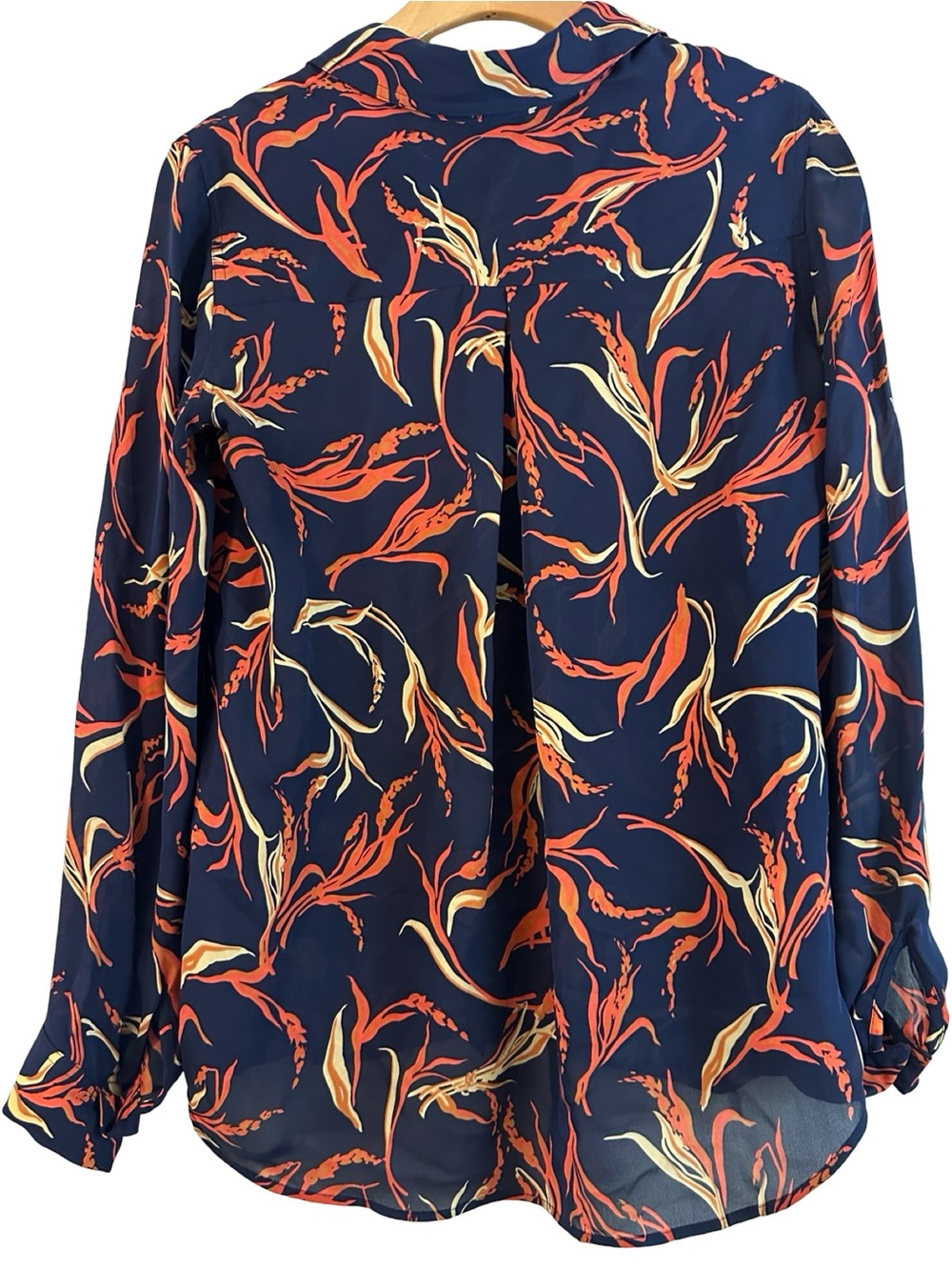 L’Agence Women's Size XS Navy Red Floral Nina Silk Button Up Blouse Shirt - Picture 4 of 7